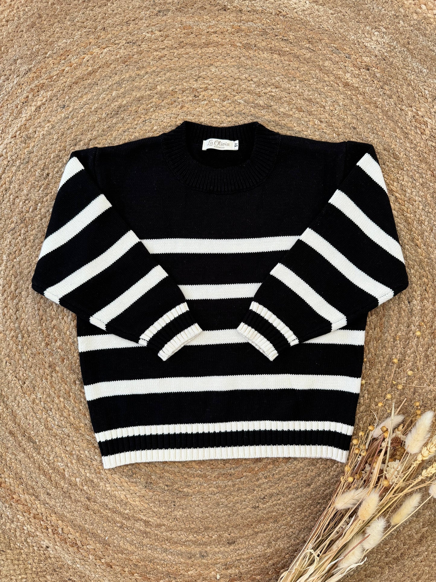 Kids Black Striped Sweater