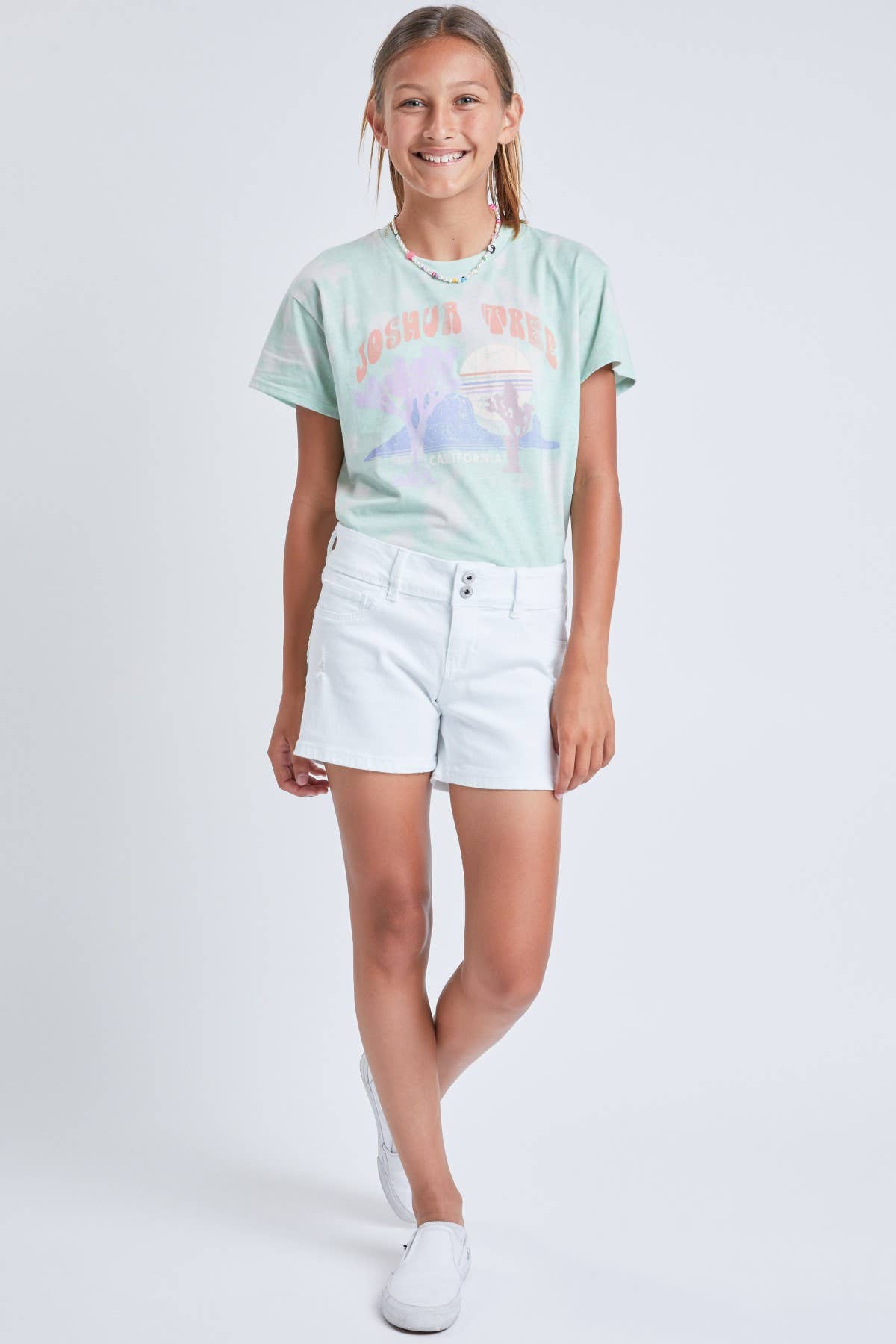 Kids White Denim Shorts