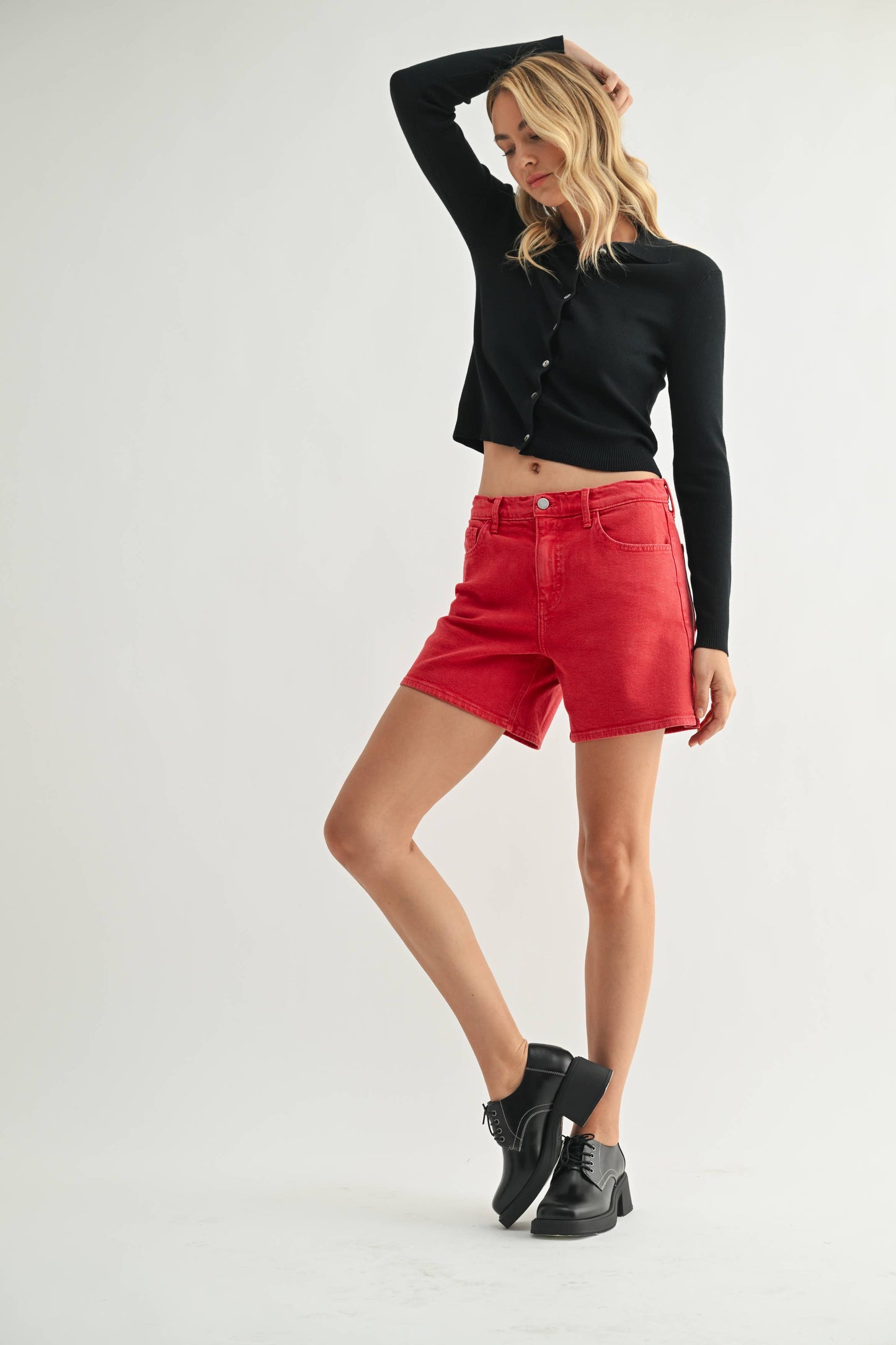 Vintage Red Denim Shorts