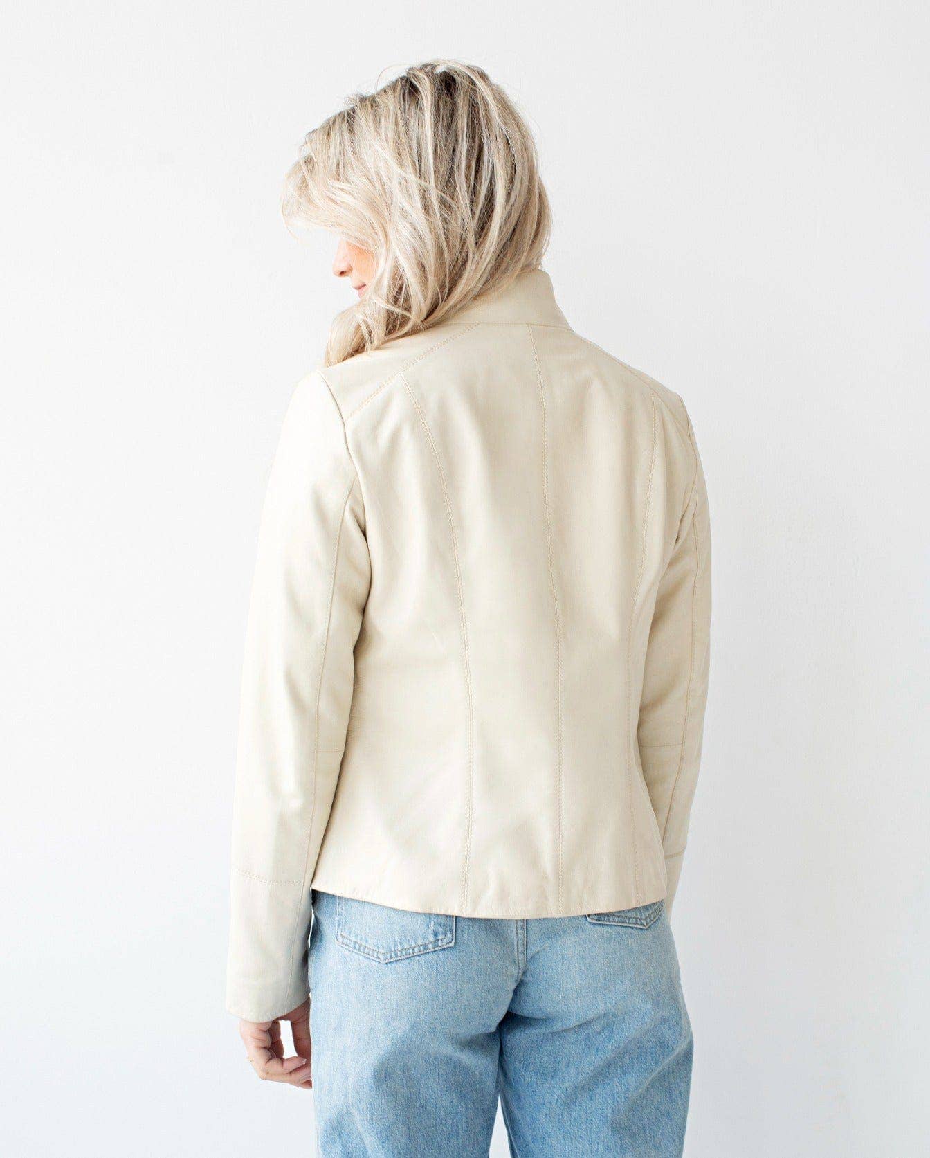 Creme Leather Jacket