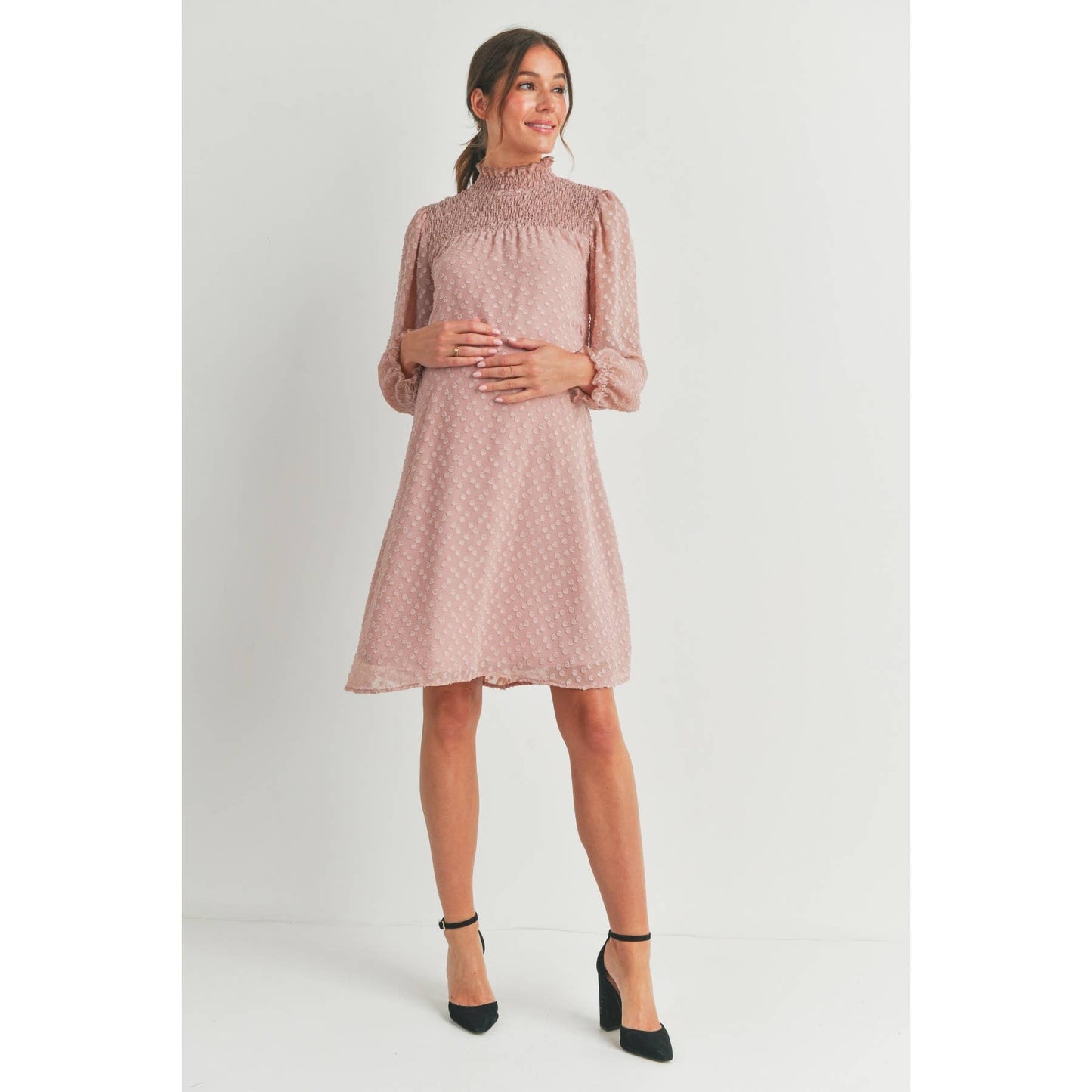 Blush Smocked Maternity Dress