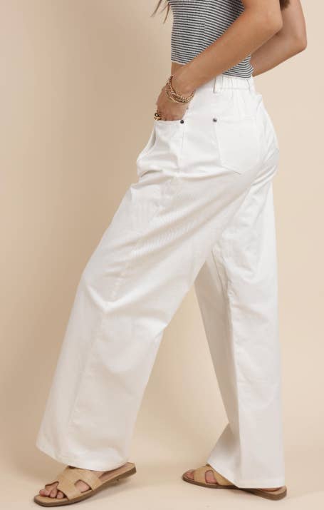 Porto Pleated White Pants