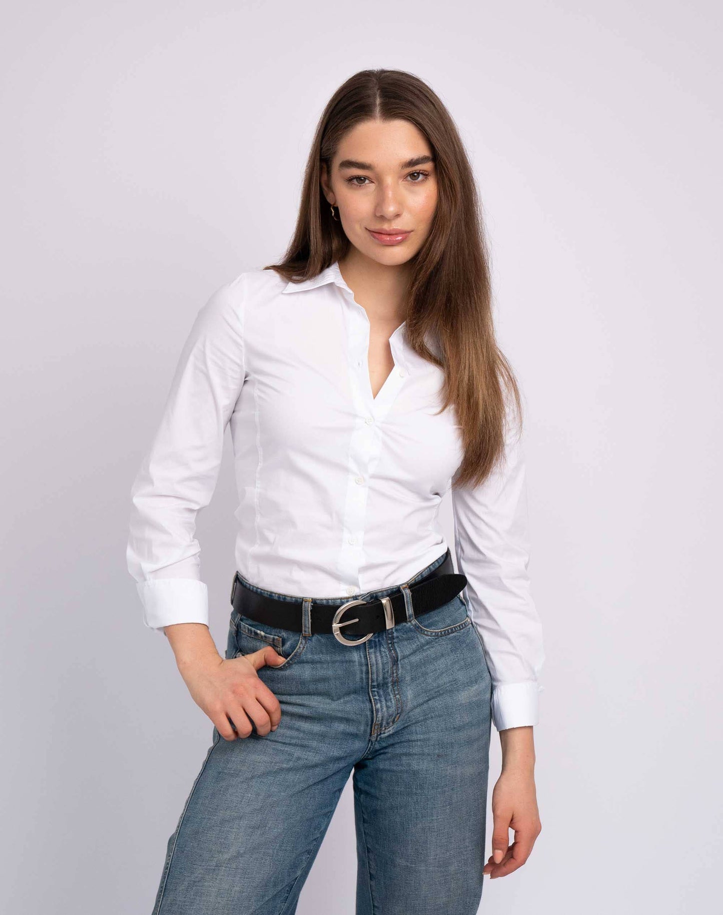 Crescent Buckle Leather Belt