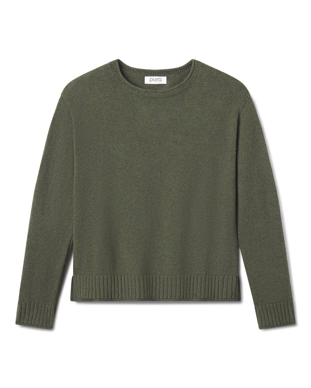 Olive Cotton Crew Sweater
