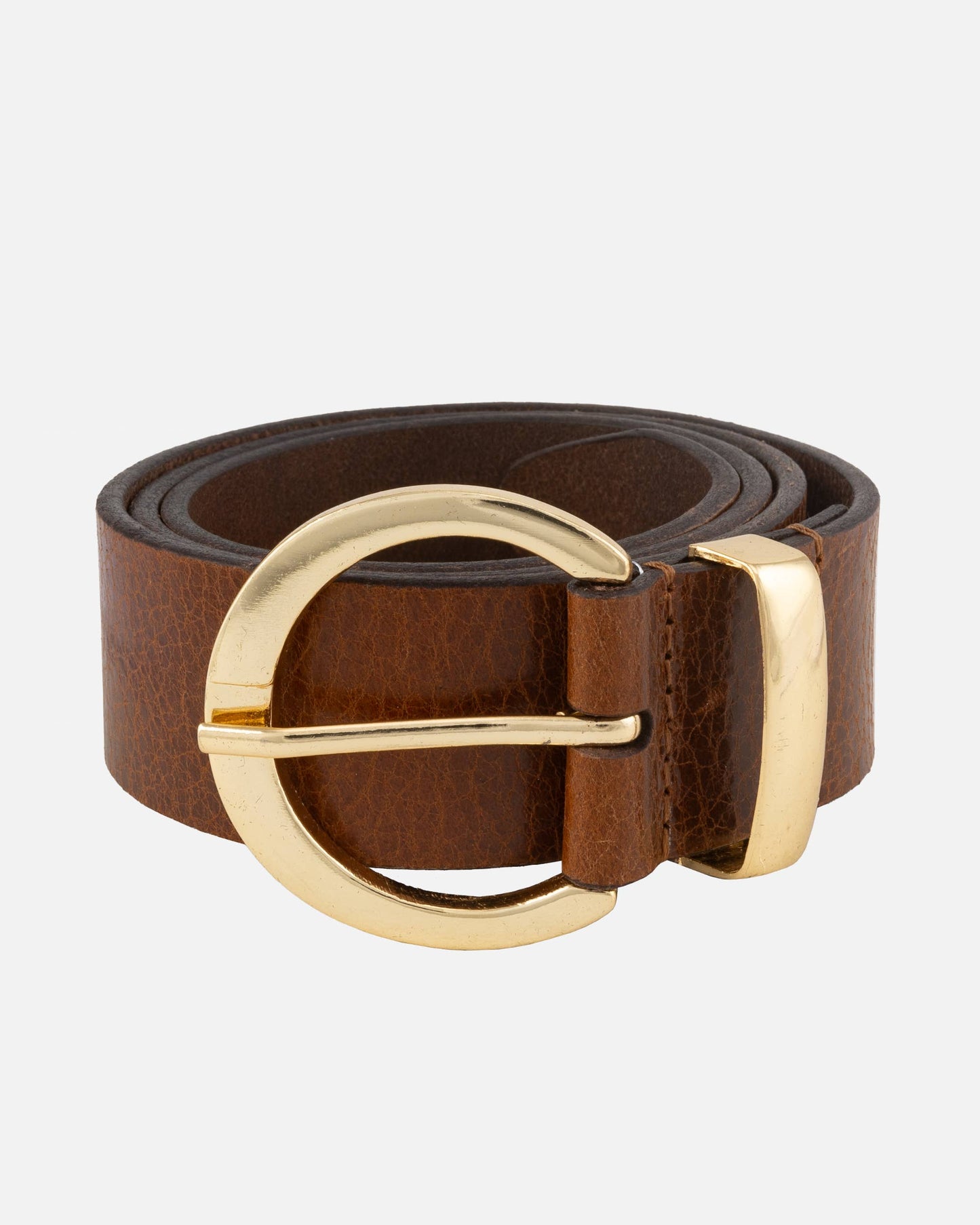 Crescent Buckle Leather Belt