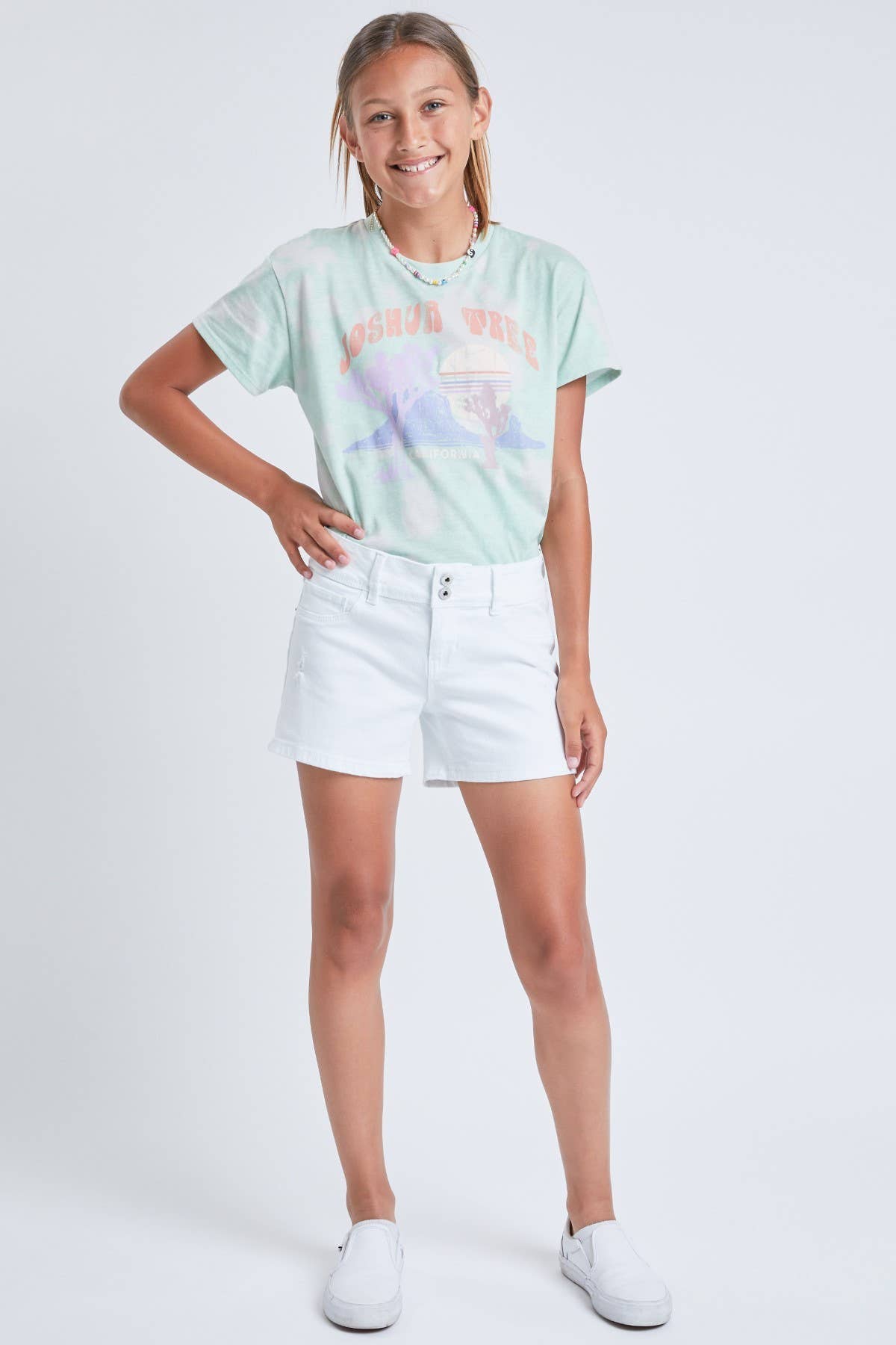 Kids White Denim Shorts