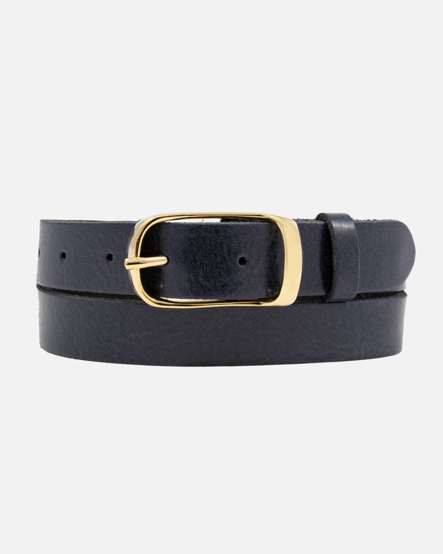 Lasse Navy Leather Belt