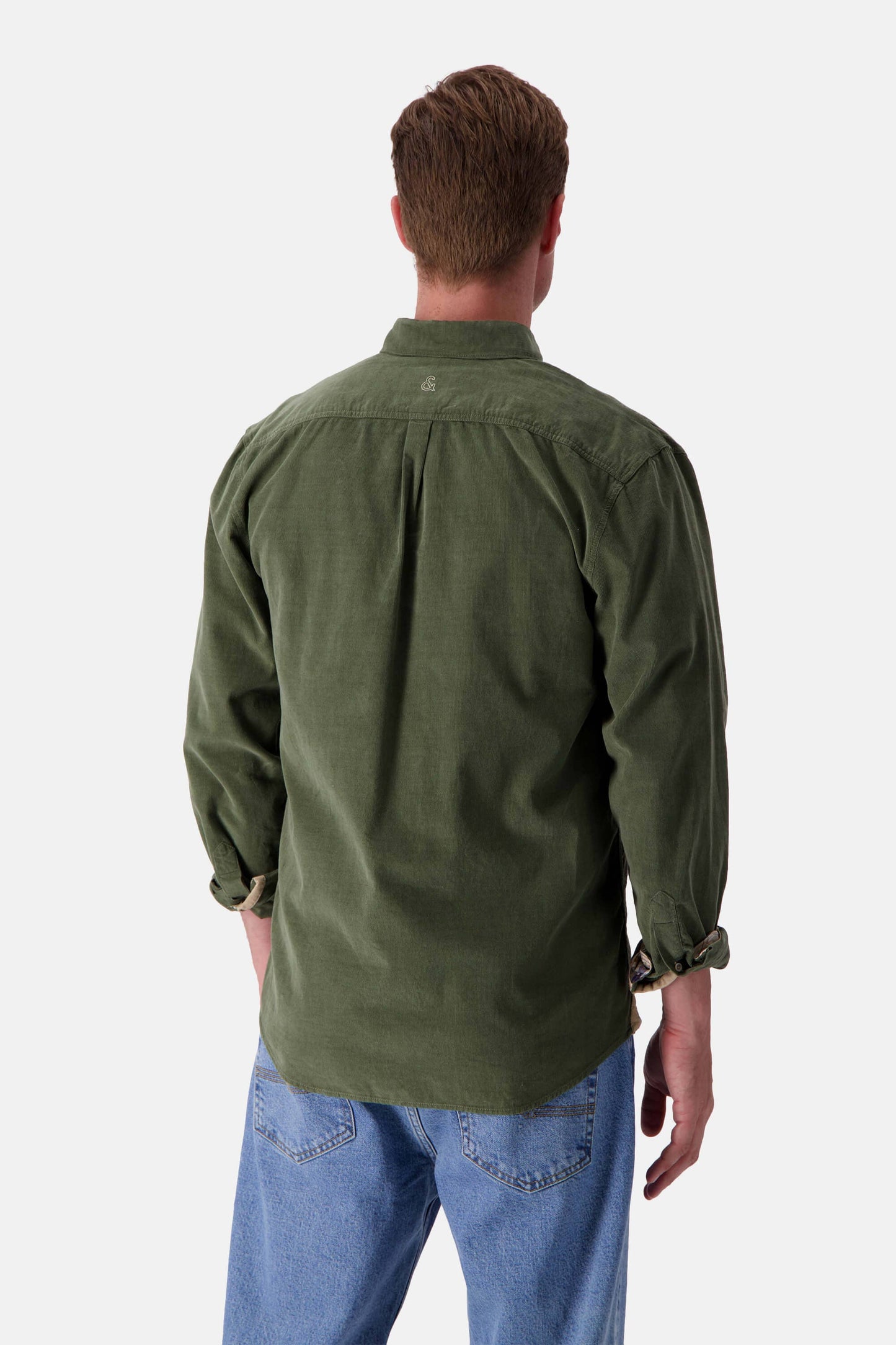 Mens Green Corduroy Button Down