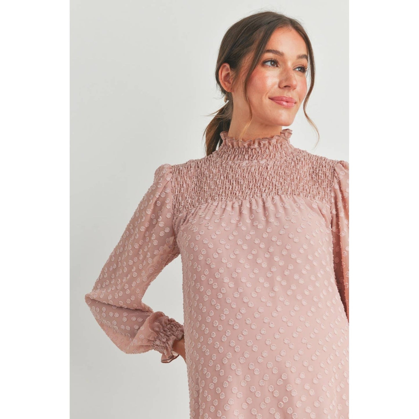 Blush Smocked Maternity Dress