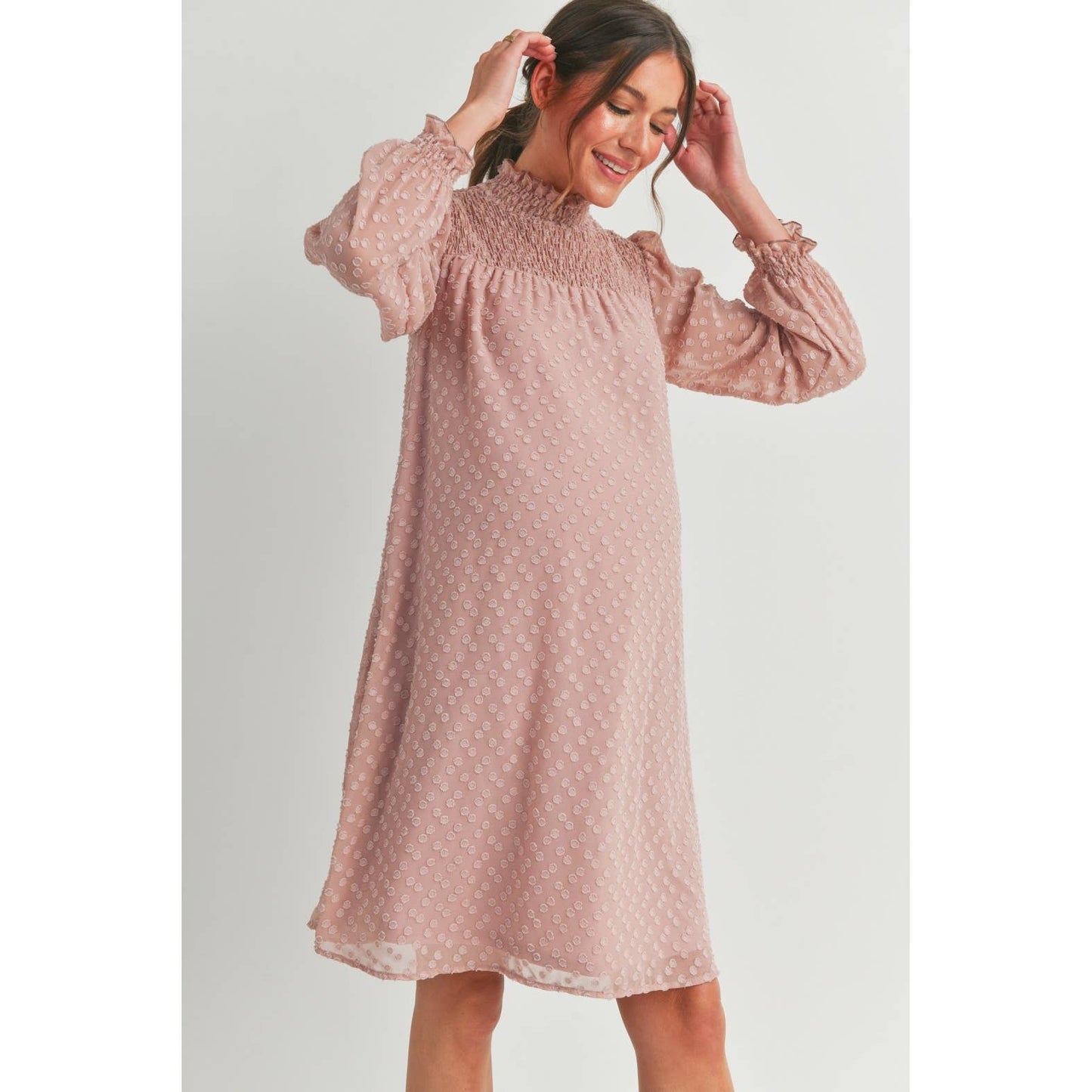 Blush Smocked Maternity Dress