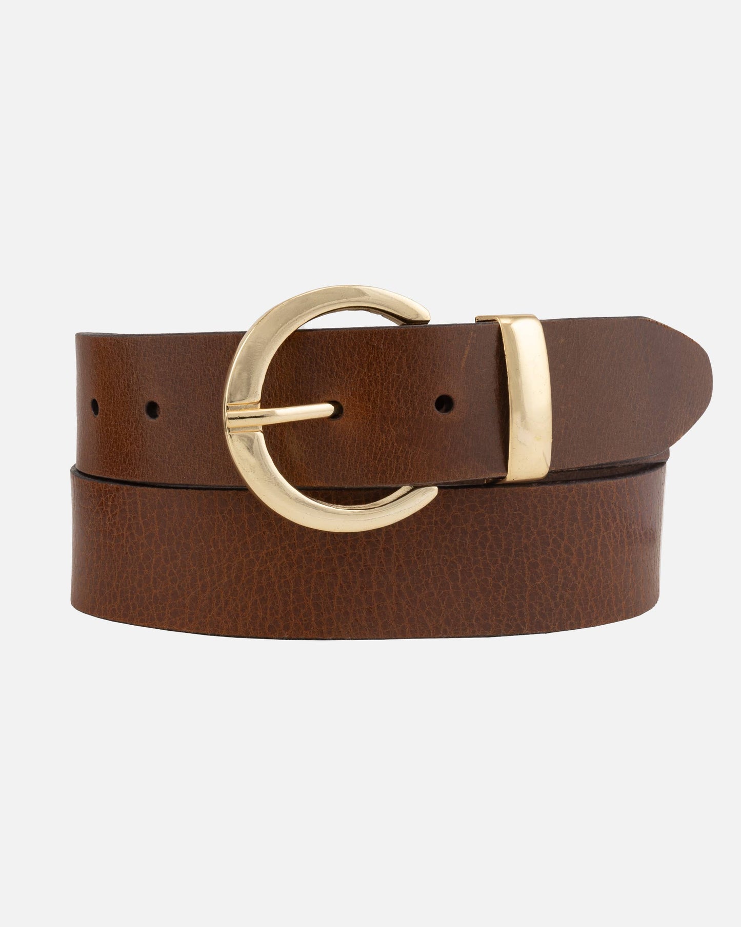 Crescent Buckle Leather Belt