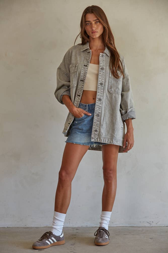 Washed Grey Denim Jacket