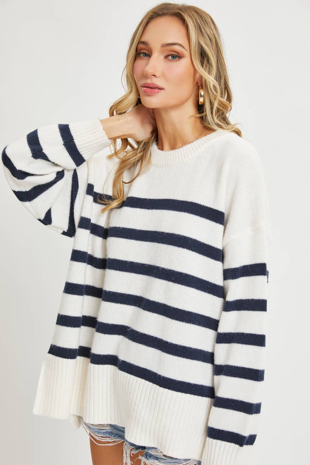 Cream & Navy Sweater