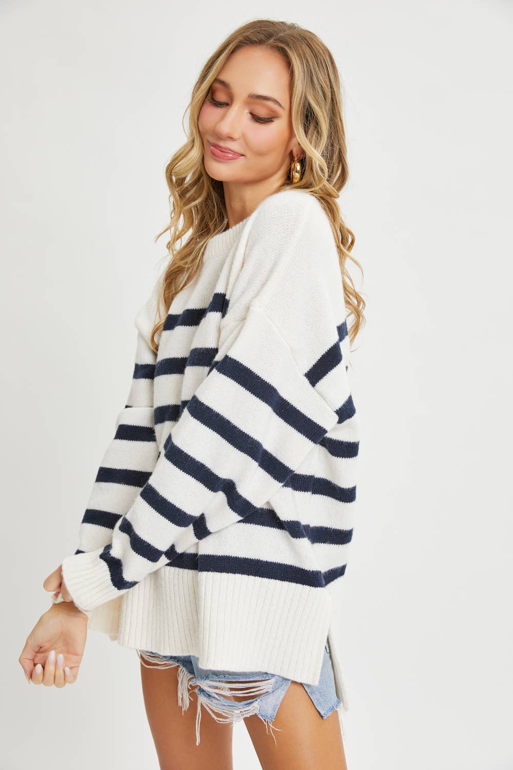 Cream & Navy Sweater