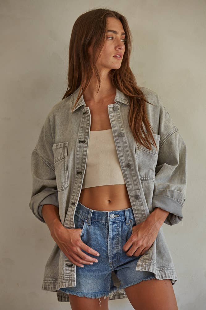 Washed Grey Denim Jacket