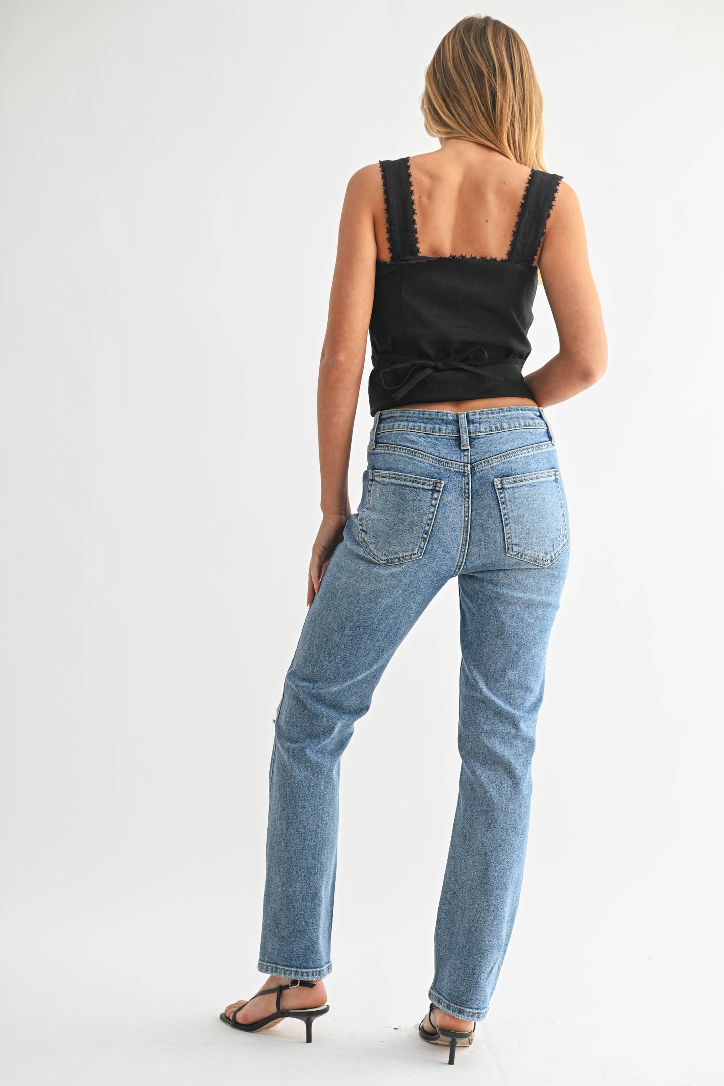 Distressed Straight Denim
