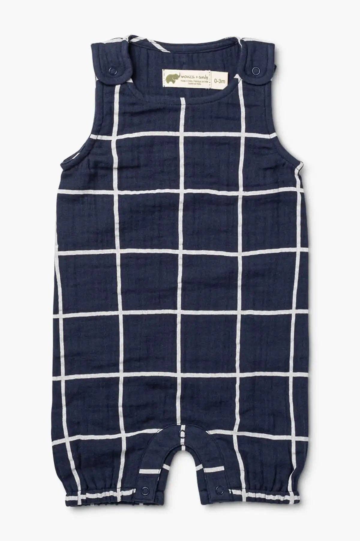 Gauze Bubble Romper - Navy