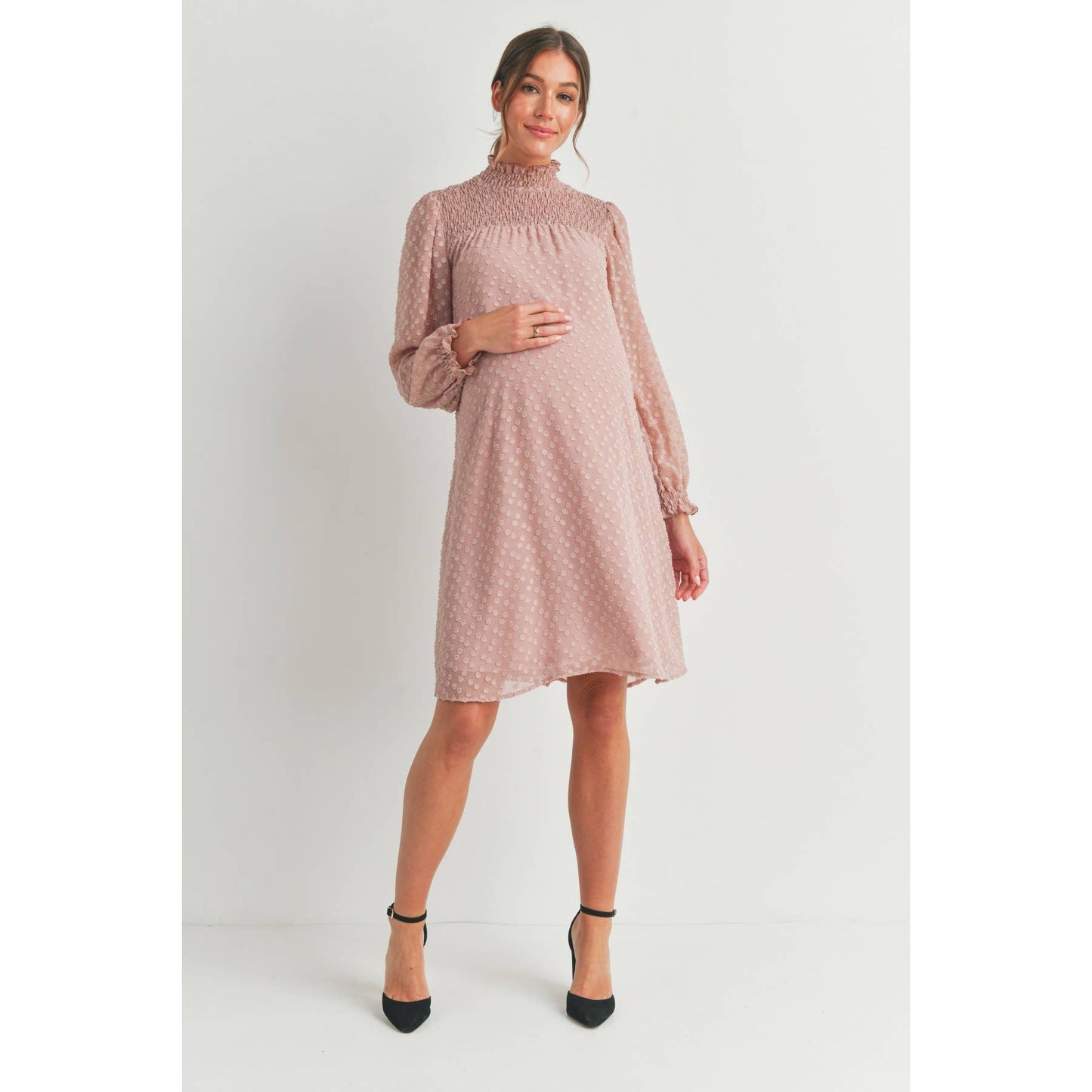 Blush Smocked Maternity Dress