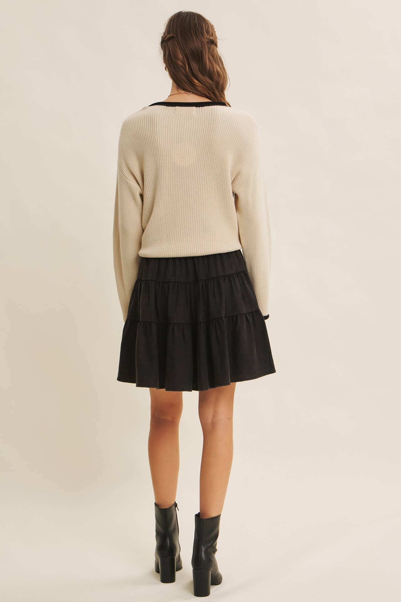Contrast Rolled Edge Sweater