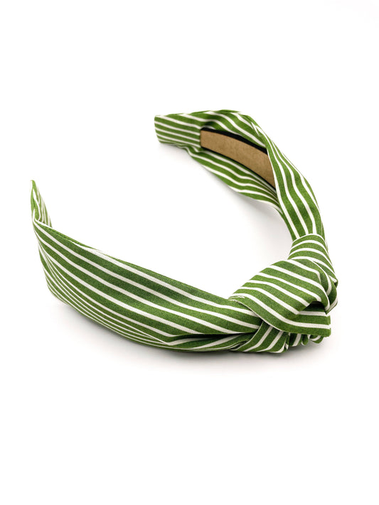 Green Striped Knotted Headband