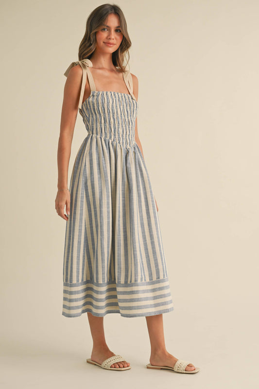 Blue Chevron Midi Dress