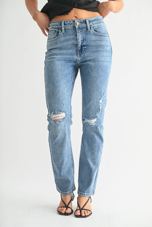 Distressed Straight Denim