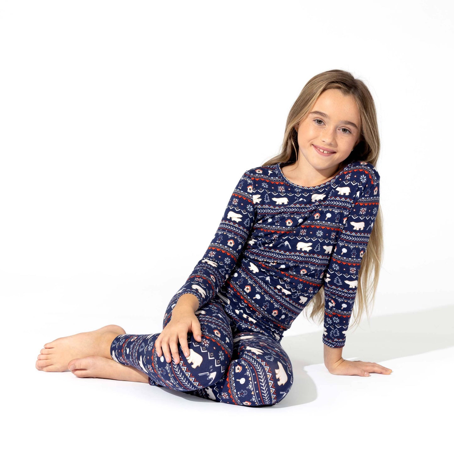 Kids Blue Polar Bear Pajamas