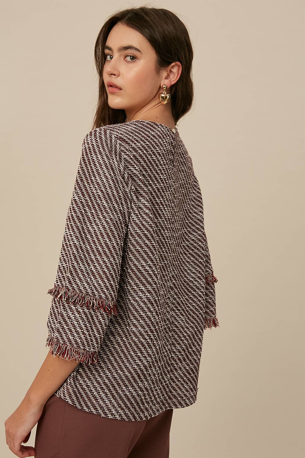 Burgundy Fringe Top