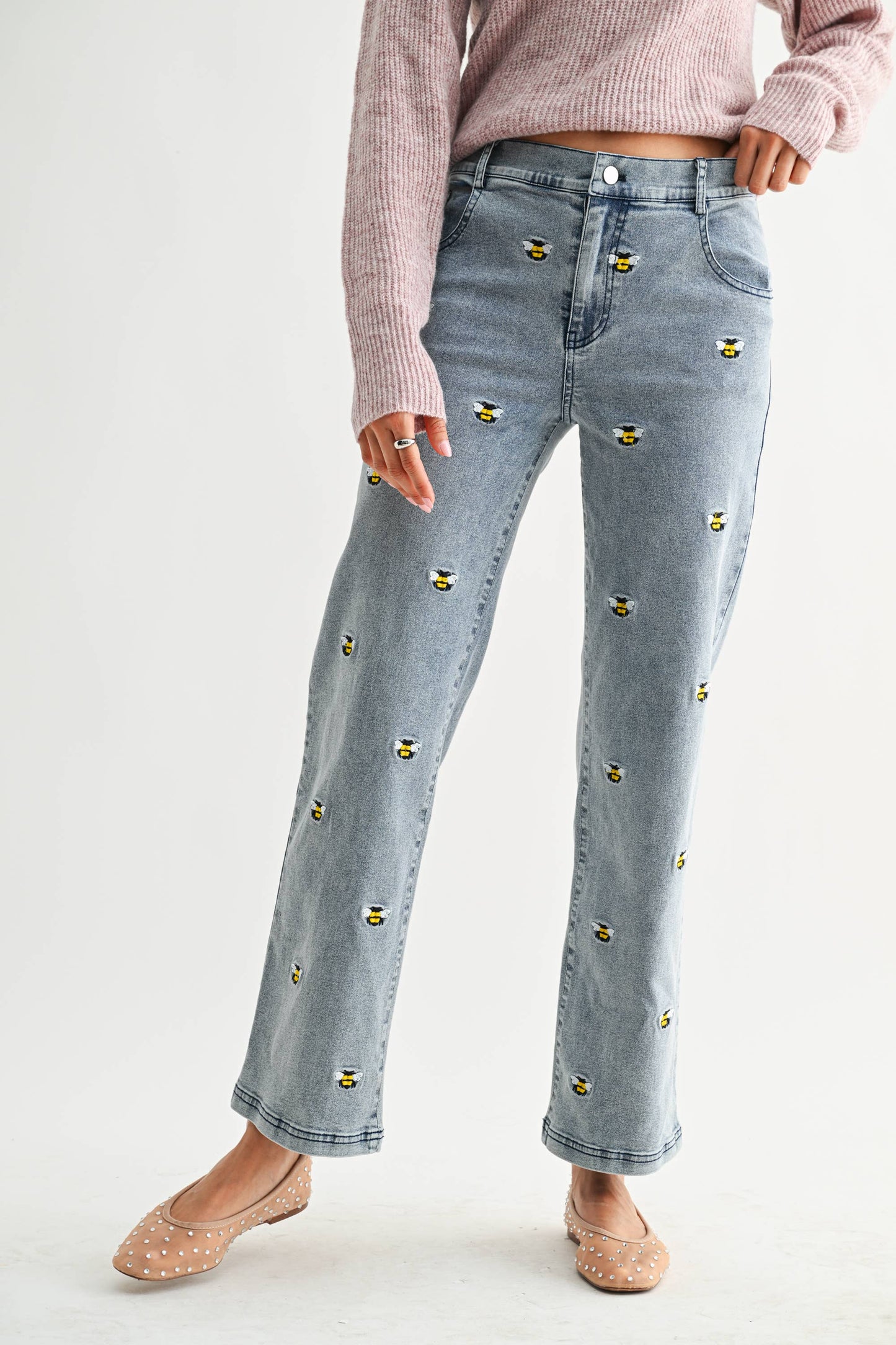 Bee Embroidered Jeans
