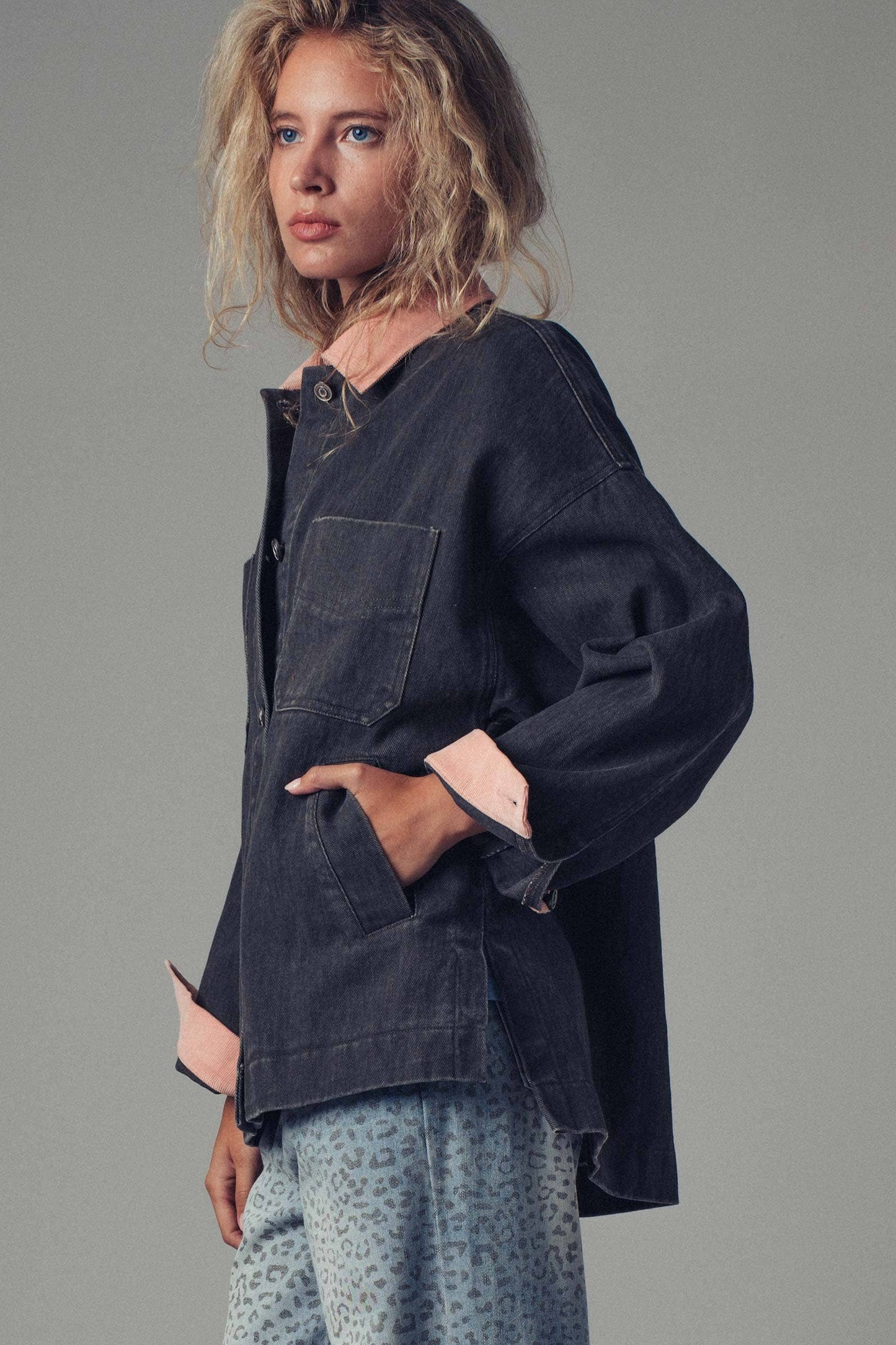Black & Pink Corduroy Jacket
