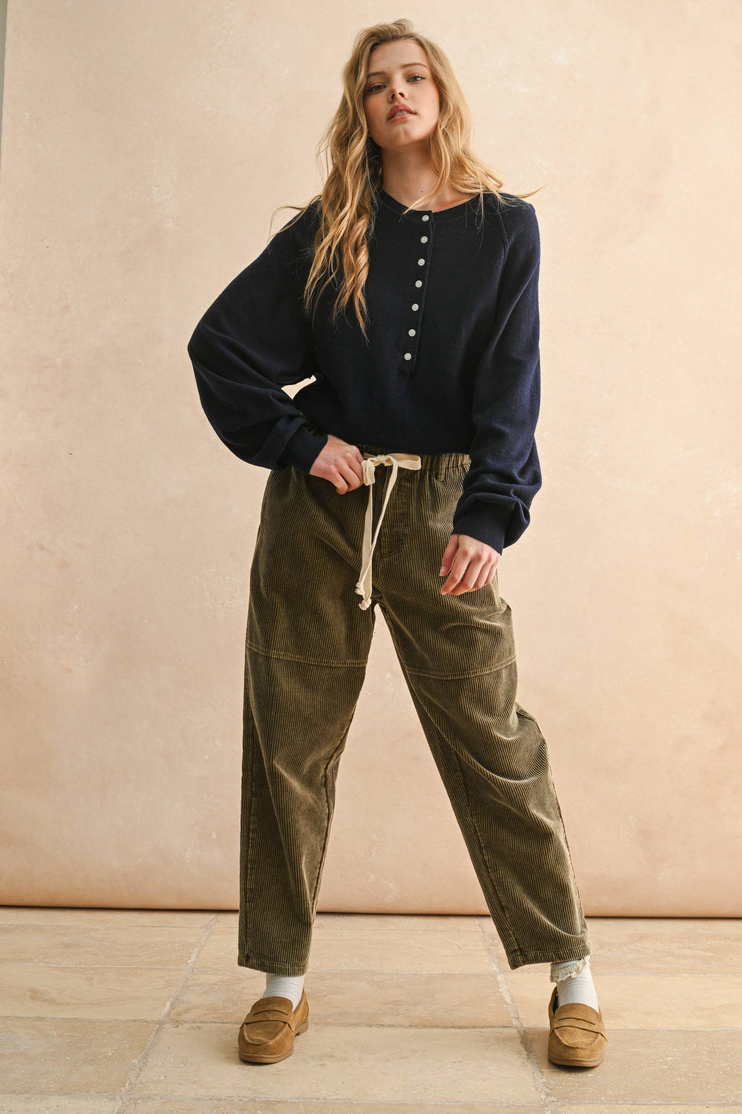 Navy Half Button Sweater