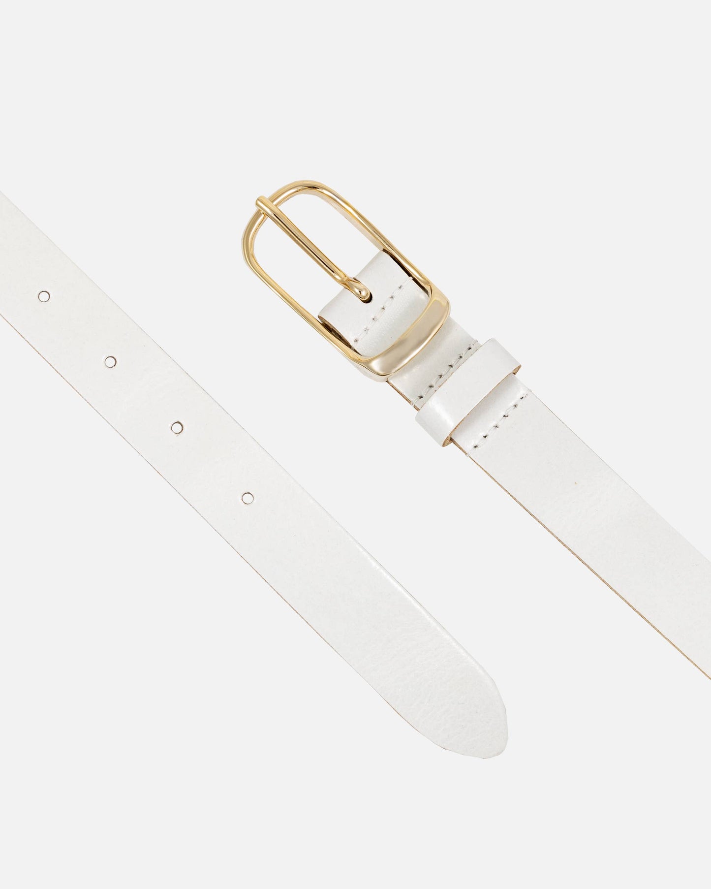 Lasse White Leather Belt