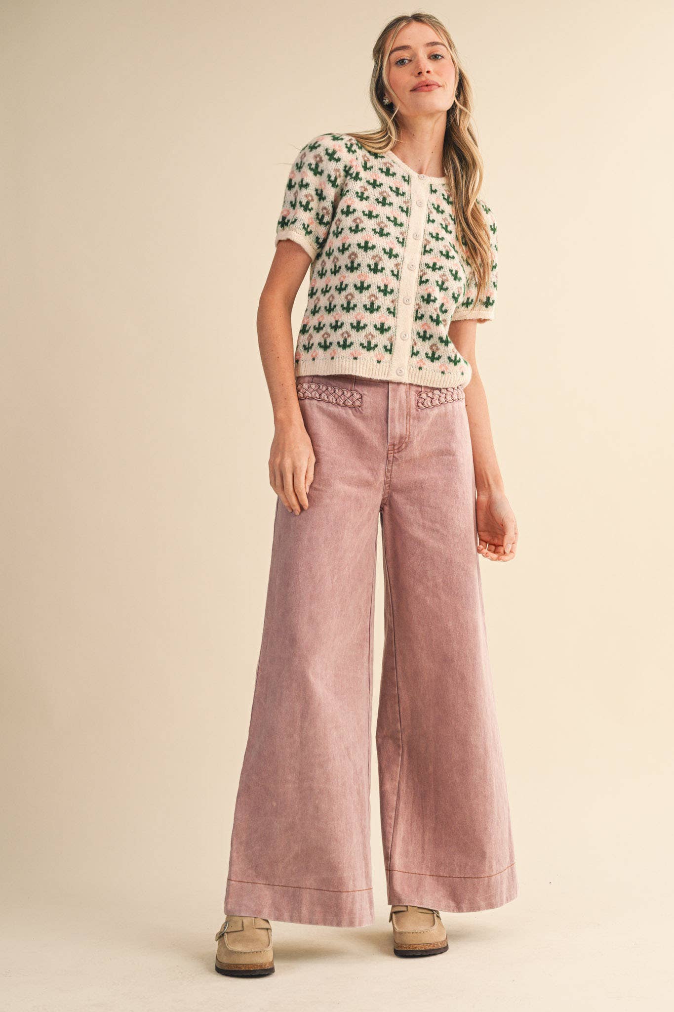 Mauve Braided Pocket Pants