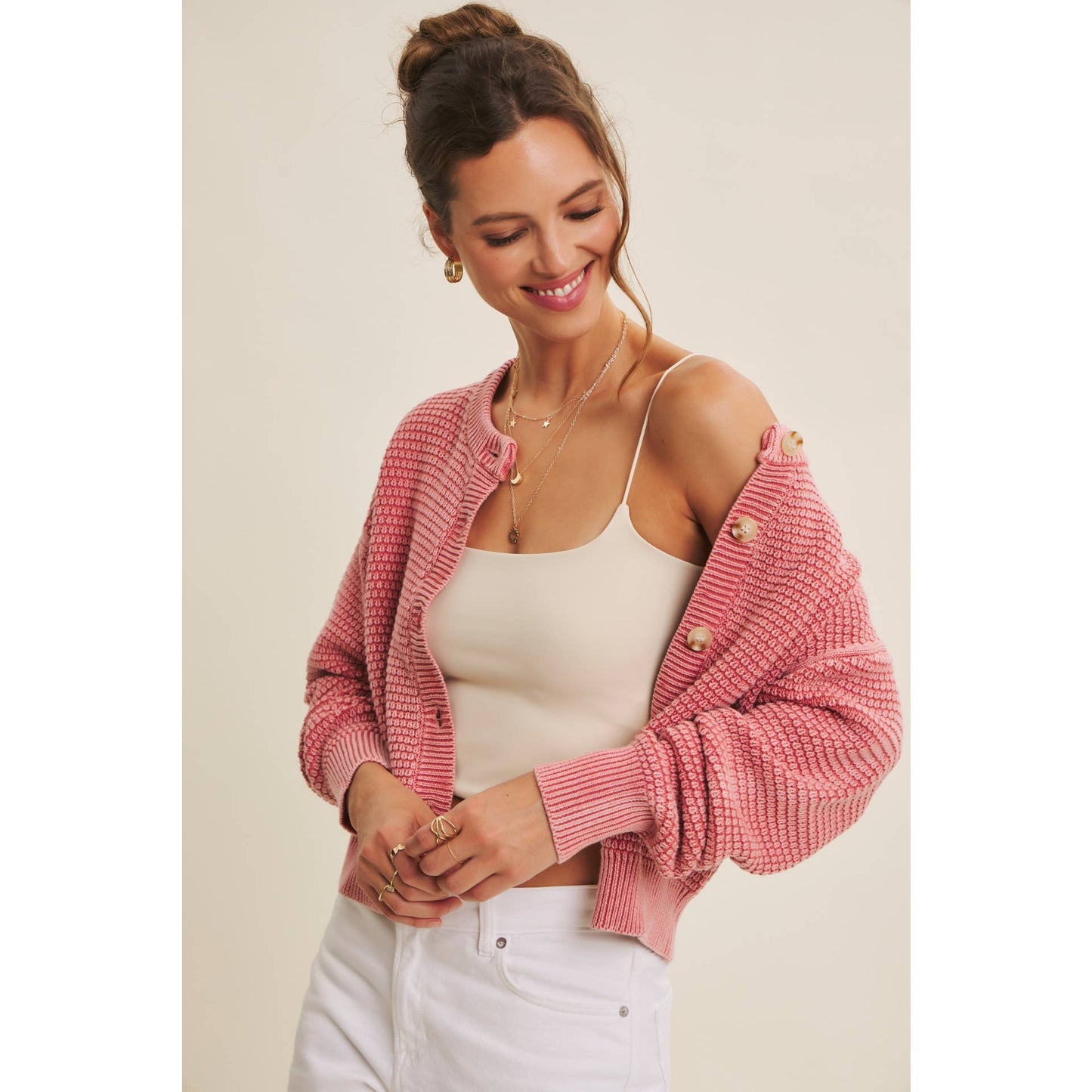 Pale Mauve Knit Cardigan