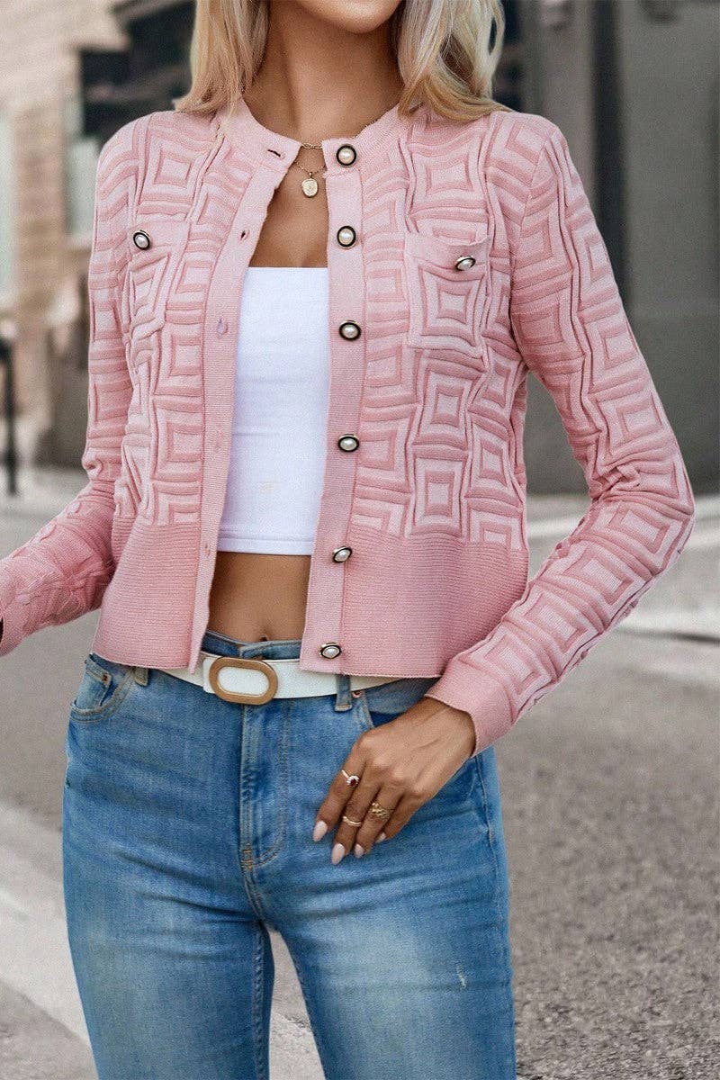 Pink Geo Cardigan