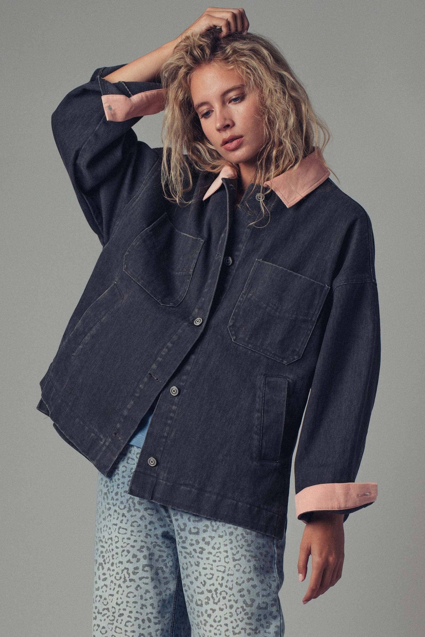 Black & Pink Corduroy Jacket