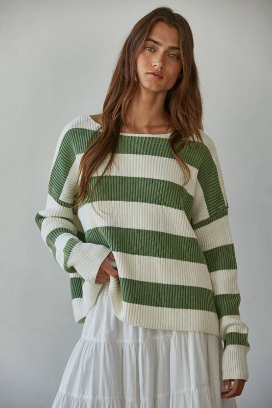 Green Boat Neck Sweater