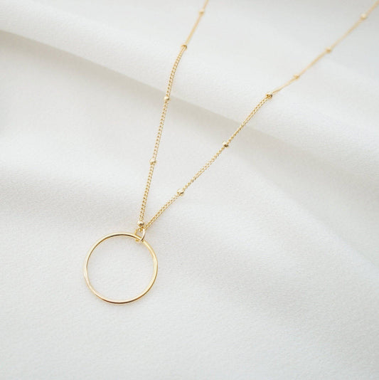 Gold Hoop Pendant Necklace