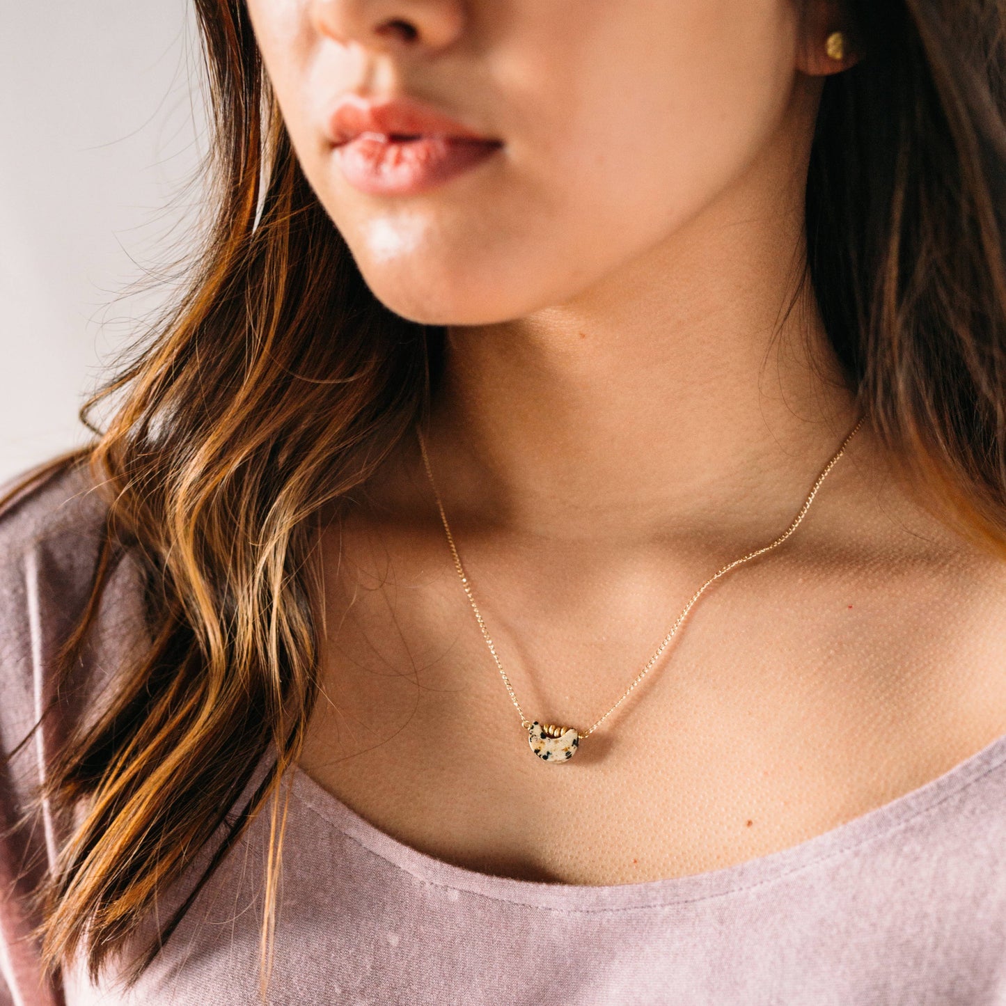 Petite Moon Gem Necklace