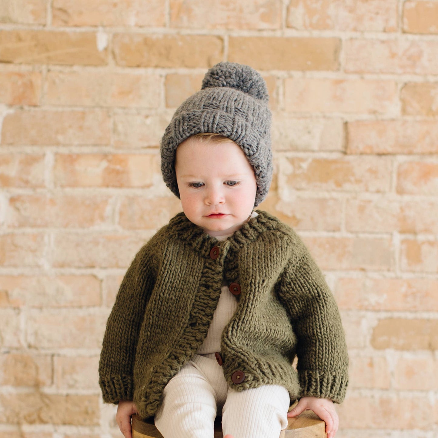 Kids Knit Cardigan - Olive