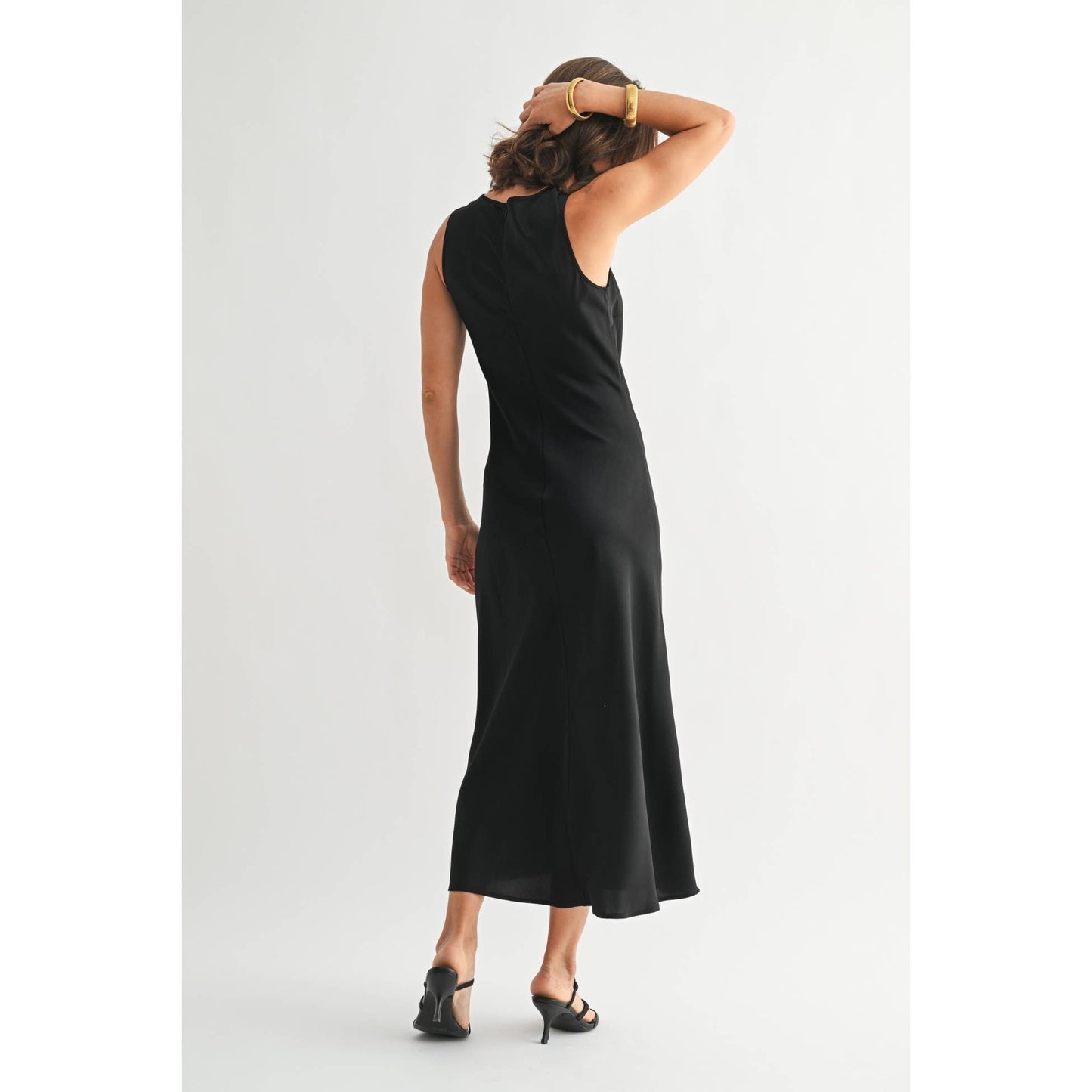 Black Satin Maxi Dress