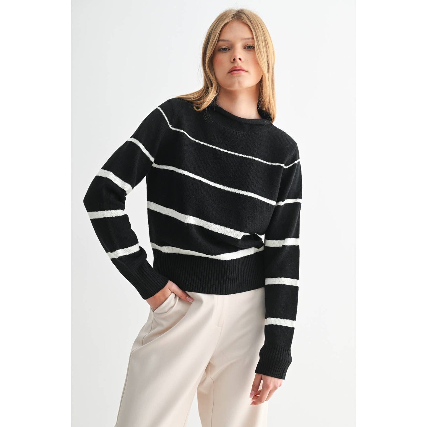 Black & Ivory Striped Sweater