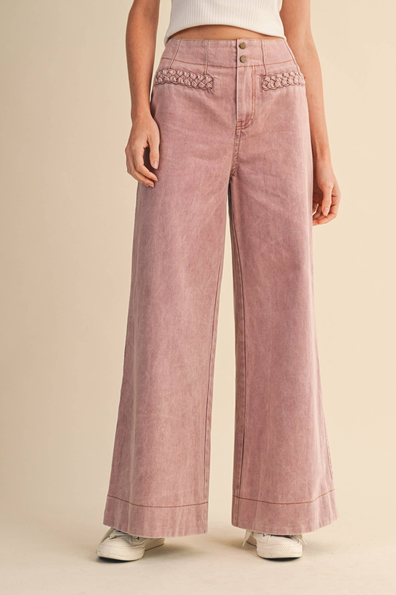 Mauve Braided Pocket Pants