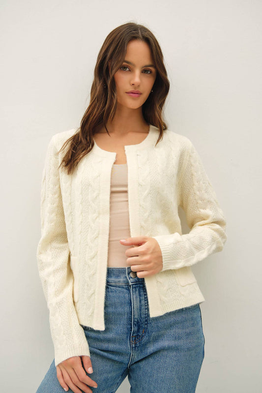 Ivory Cable Knit Cardigan