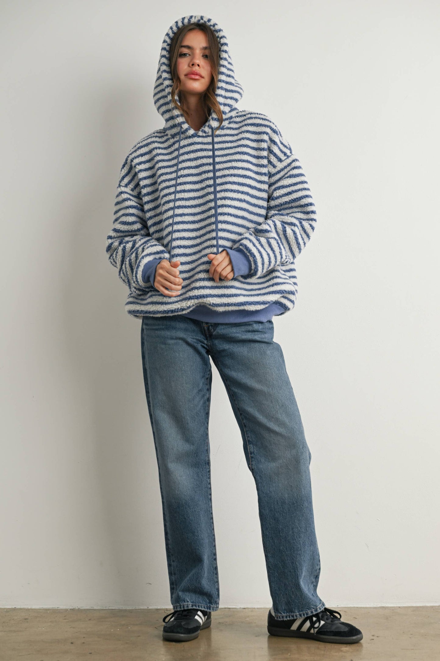 Brushed Striped Puffy Hoodie