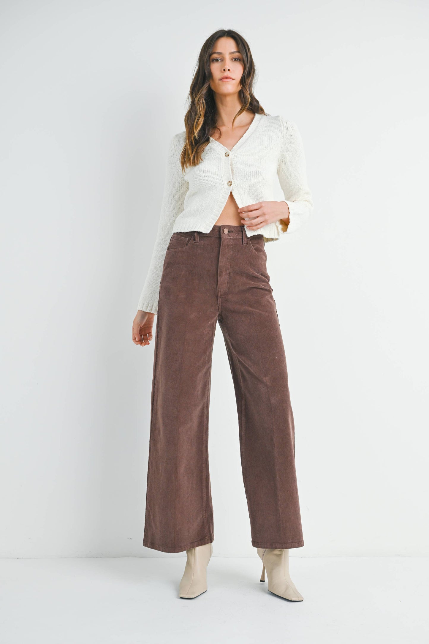 Brown Wide Leg Corduroy Pants