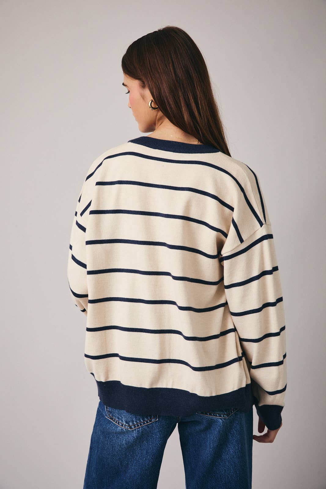 Navy Color Block Sweater