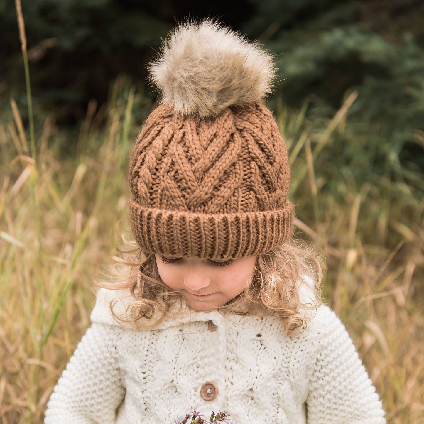 Kids Pecan Pom Pom Beanie