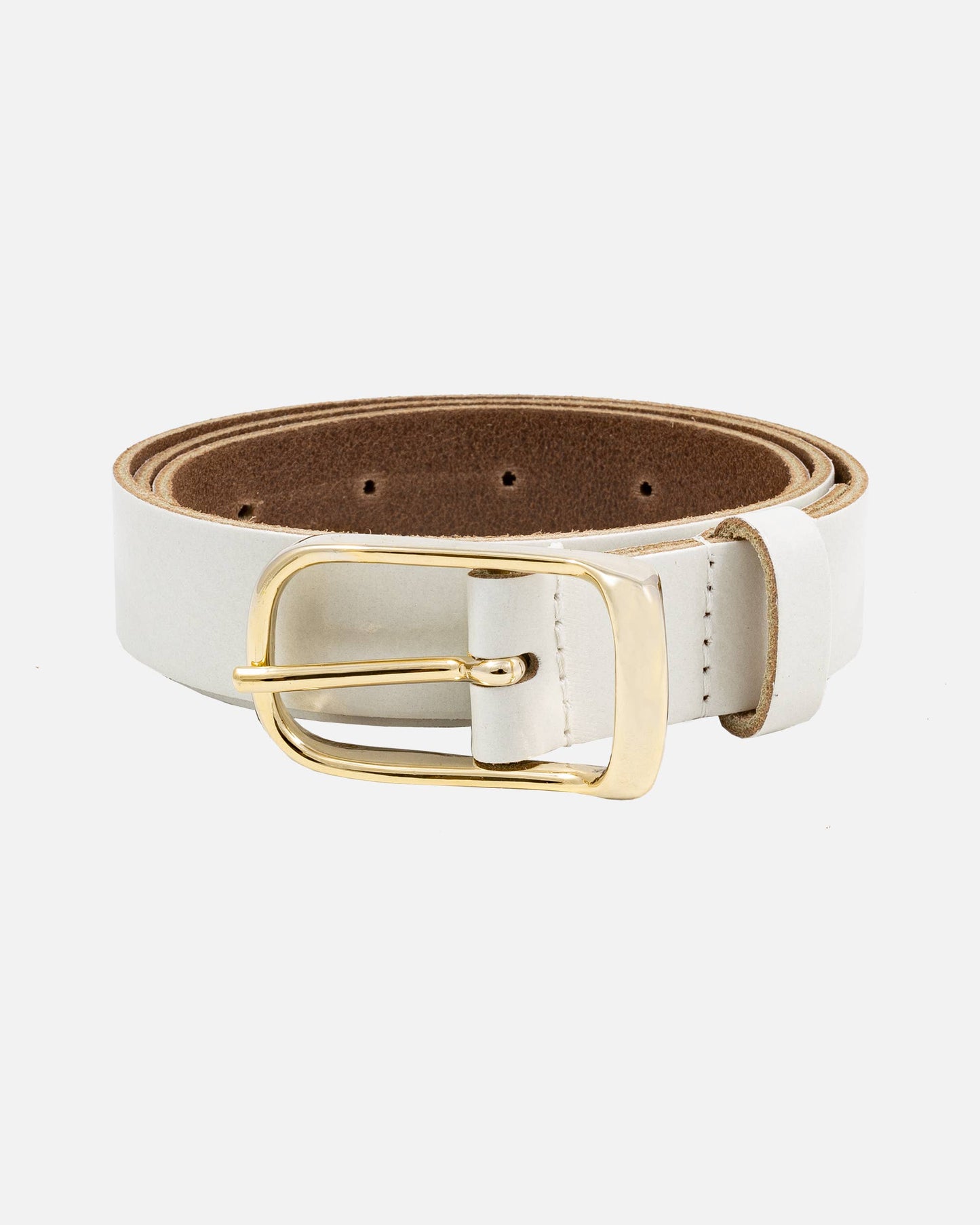 Lasse White Leather Belt