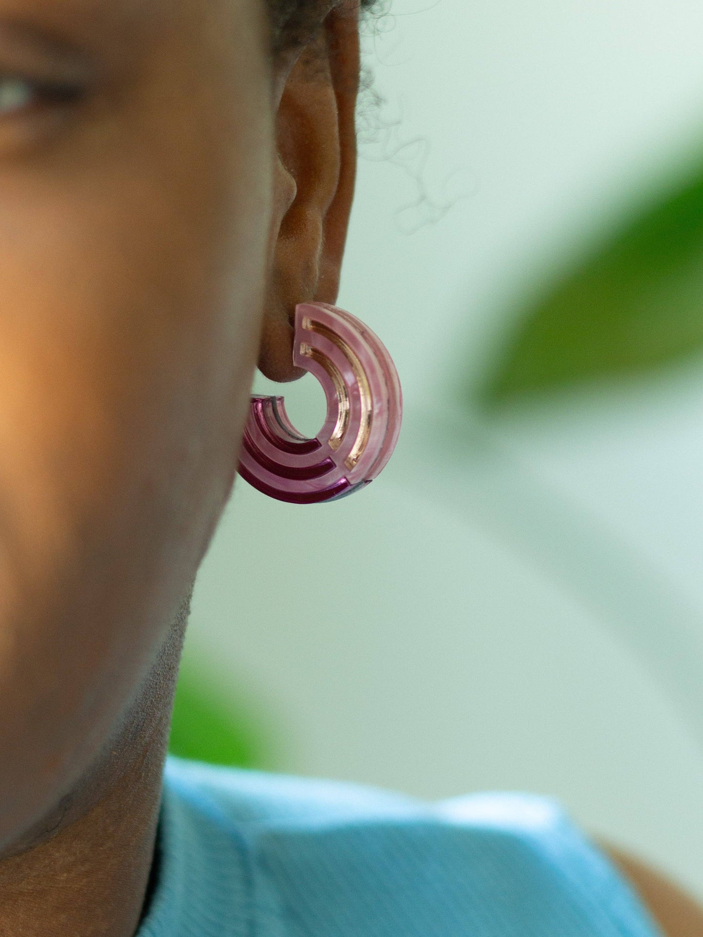 Pink Chunky Hoop Earrings